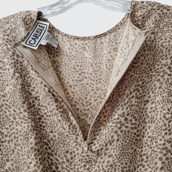 Vintage Carlisle Elegant Womens Leopard Print Silk Blouse Size 8 Long Sleeve - Picture 5 of 7